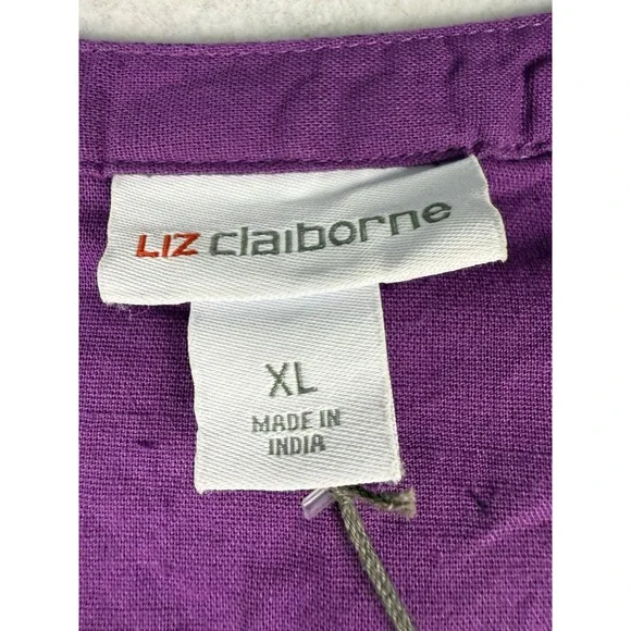 Liz Claiborne Womens Sleeveless Button Front Top‎ Purple Size XL NWT - Picture 2 of 8